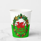 Edit Text Year Welsh Flag Red Dragon Weihnachten Pappbecher (Rückseite)
