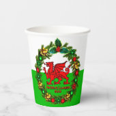 Edit Text Year Welsh Flag Red Dragon Weihnachten Pappbecher (Vorderseite)
