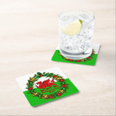 Edit Text Year Welsh Flag Red Dragon Weihnachten Rechteckiger Pappuntersetzer (Vor Ort)