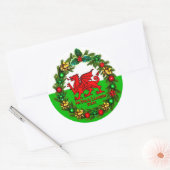 Edit Text Year Welsh Flag Red Dragon Weihnachten Runder Aufkleber (Umschlag)