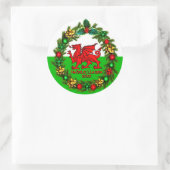 Edit Text Year Welsh Flag Red Dragon Weihnachten Runder Aufkleber (Tasche)