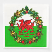 Edit Text Year Welsh Flag Red Dragon Weihnachten Serviette (Vorderseite)