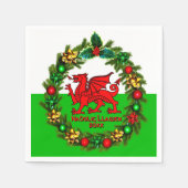 Edit Text Year Welsh Flag Red Dragon Weihnachten Serviette (Vorderseite)