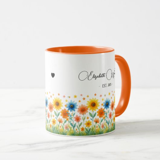 Edit Wildflower Gift | Name & Established Year Tasse (VorderseiteRechts)