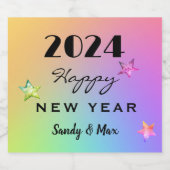 Edit YEAR, farbenfroh Neues Jahr 202 X Schaumweinetikett (Einzelnes Label)