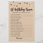 Editable 1. Geburtstagstrivia Geburtstagsparty (Vorderseite)