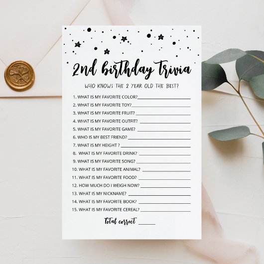 Editable 2. Geburtstagstrivia Geburtstagsparty