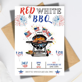 EDITABLE 4. Juli Party Einladung, Red White Einladung