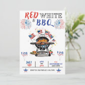 EDITABLE 4. Juli Party Einladung, Red White Einladung (Stehend Vorderseite)