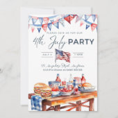 Editable 4. Juli Party Summer Picnic GRILLEN Party Einladung (Vorderseite)