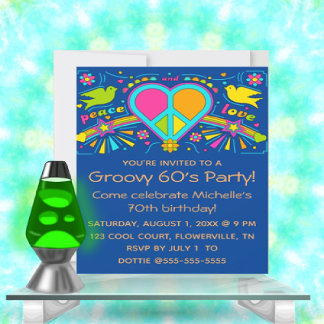 Editable 60er Jahre Groovy Geburtstagsparty Einlad Einladung