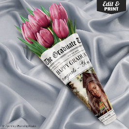 Editable Abschluss Newspaper Blume Bouquet Geschenkpapier Set