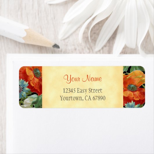 Editable Address Elegant Poppy Cornflowers Labels (Insitu)