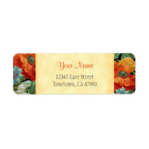 Editable Address Elegant Poppy Cornflowers Labels