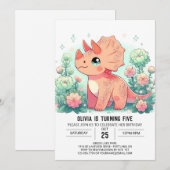 Editable Adorable Dinosaur Digital Geburtstag Einladung (Vorne/Hinten)
