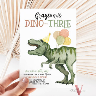 Editable AGE T-Rex Dinosaurier Birthday Fun Niedli Einladung