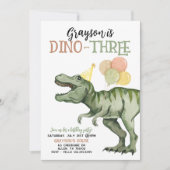 Editable AGE T-Rex Dinosaurier Birthday Fun Niedli Einladung (Vorderseite)