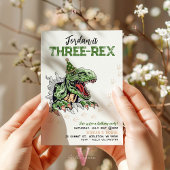 Editable AGE T-Rex Green Dinosaurier Birthday Einladung