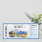 Editable Alaska Boarding Pass Flugzeug Ticket Einladung (Stehend Vorderseite)