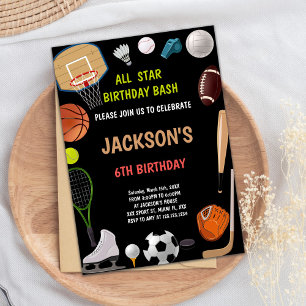 Editable All-Star Athletic Party Einladung