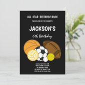 Editable All-Star Athletic Party Einladung für Jun (Stehend Vorderseite)