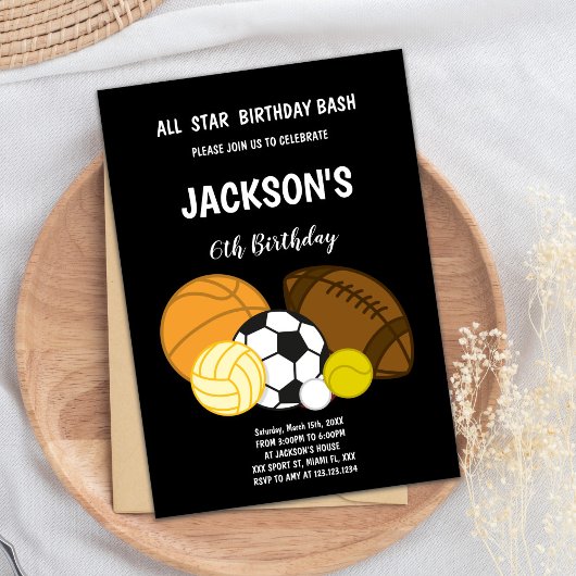 Editable All-Star Athletic Party Einladung für Jun