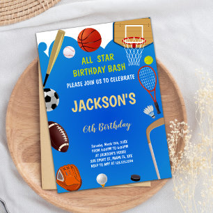 Editable All-Star Athletic Party Einladung für Jun