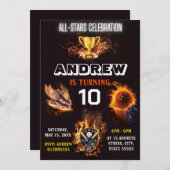 Editable All Star Sports Birthday Invitation Einladung (Vorne/Hinten)