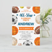 Editable All Star Sports - Einladung zum Geburtsta (Stehend Vorderseite)