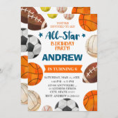 Editable All Star Sports - Einladung zum Geburtsta (Vorne/Hinten)