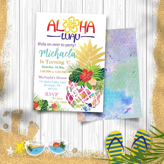 Editable Aloha Kids's Birthday Einladung