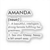 Editable Amanda name definition, custom name Aufkleber (Vorderseite)