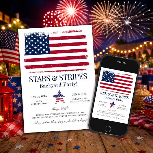 Editable American Flag 4. Juli Einladung