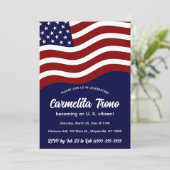 Editable American Flag Citiship Party Einladung (Stehend Vorderseite)