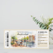 Editable Amsterdam Boarding Pass Flugzeug Ticket Einladung (Stehend Vorderseite)