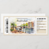 Editable Amsterdam Boarding Pass Flugzeug Ticket Einladung (Vorne/Hinten)
