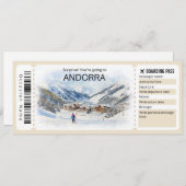 Editable Andorra Flugzeug Ticket, Andorra Trip Einladung (Vorne/Hinten)