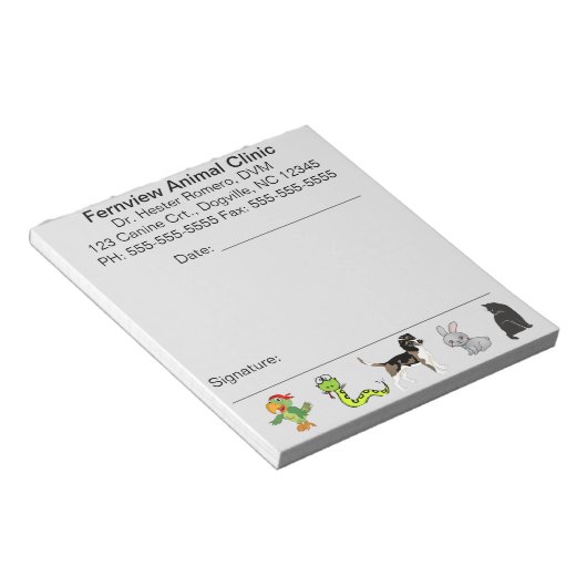 Editable Animal Clinic Notepad Notizblock (angewinkelt)