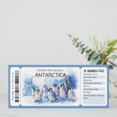 Editable Antarktis Flugzeug Ticket Antarktis Ausfl Einladung (Stehend Vorderseite)