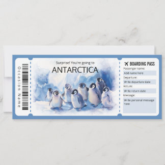 Editable Antarktis Flugzeug Ticket Antarktis Ausfl Einladung