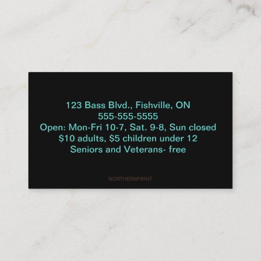 Editable Aquarium Visitenkarte (Rückseite)