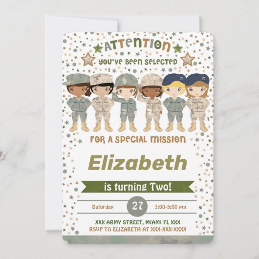 Editable Army Birthday Einladungen (Vorderseite)