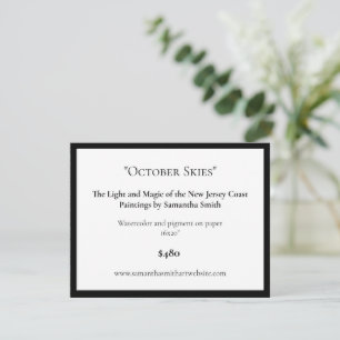 Editable Art Exhibition Display Cards Art Labels Feiertagskarte
