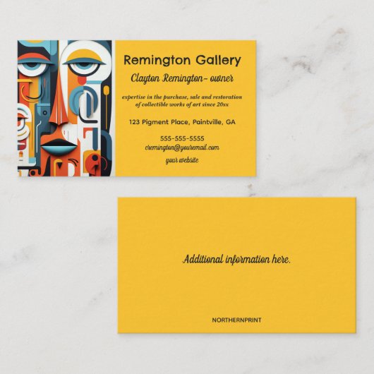 Editable Art Gallery Händleranzeiger Eigentümer Visitenkarte (Vorne/Hinten)