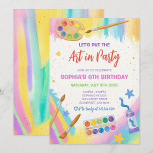 Editable Art Party Malerei Party Geburtstag Einladung