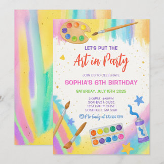 Editable Art Party Malerei Party Geburtstag Einladung