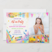 Editable Art Party Malerei Party Geburtstag Foto Einladung (Vorderseite)