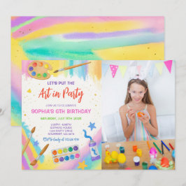 Editable Art Party Malerei Party Geburtstag Foto Einladung