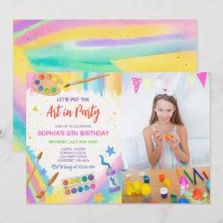 Editable Art Party Malerei Party Geburtstag Foto Einladung