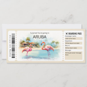 Editable Aruba Flugzeug Ticket Boarding Pass Einladung